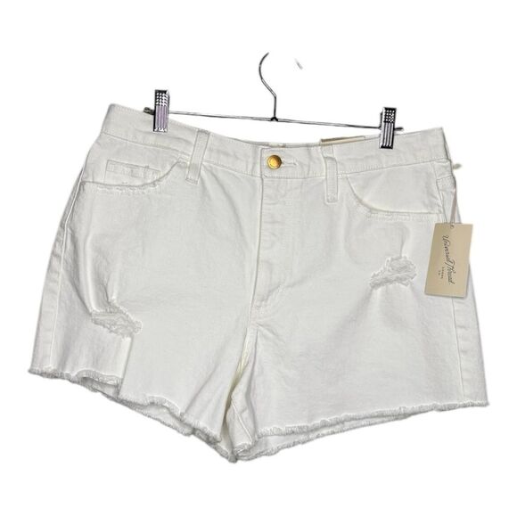 NWT universal thread white high rise shortie shorts ripped rough hem - Picture 1 of 8